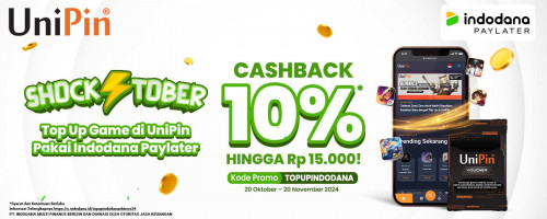 Oktober - Top up Game Favorit Kamu Pakai Indodana, Cashback 10% Hingga Rp15.000!